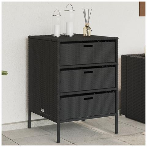 Lusso Casadino - Armadietto Portaoggetti Da Giardino Nero 55x59x80cm Polyrattan - Foto 8