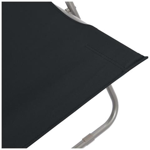 Sedie Da Spiaggia Pieghevoli 2 Pz Acciaio E Tessuto Oxford Nero - Foto 8