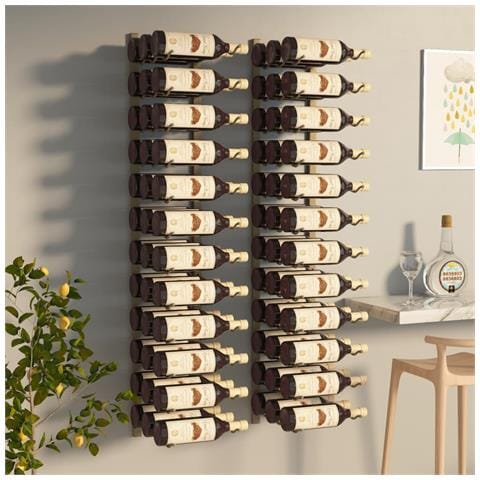 Lusso Casadino -  Portavini Da Parete Per 36 Bottiglie 2 Pz Oro In Ferro - Foto 2