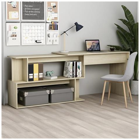 Lusso Casadino -  Scrivania Angolo Rovere Sonoma 200x50x76 Cm Legno Multistrato - Foto 7