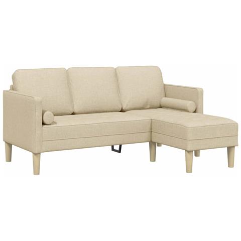 Divano L-Shaped a 3 Posti Crema 160 cm in Tessuto - Foto 1