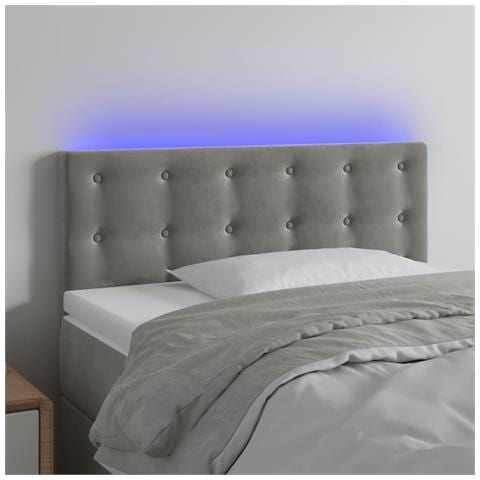 Testiera a LED Grigio Chiaro 80x5x78/88 cm in Velluto - Foto 2