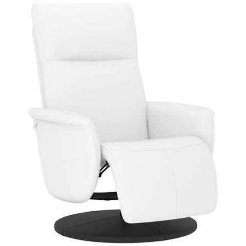 Poltrona Reclinabile con Poggiapiedi Bianca in Similpelle - Foto 1