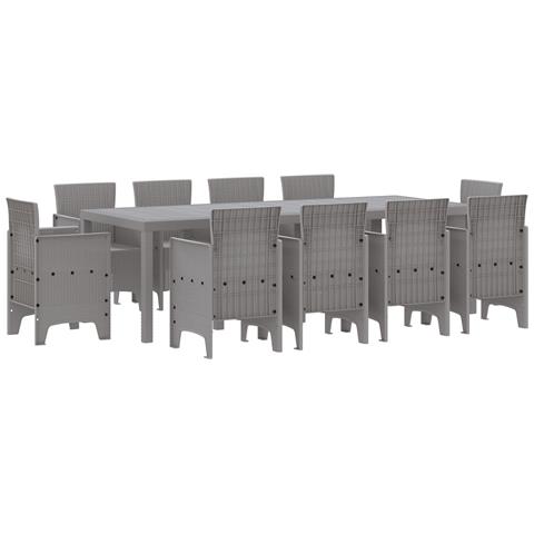 Set da Pranzo Giardino 11 Pezzi Grigio Chiaro Polyrattan - Foto 1