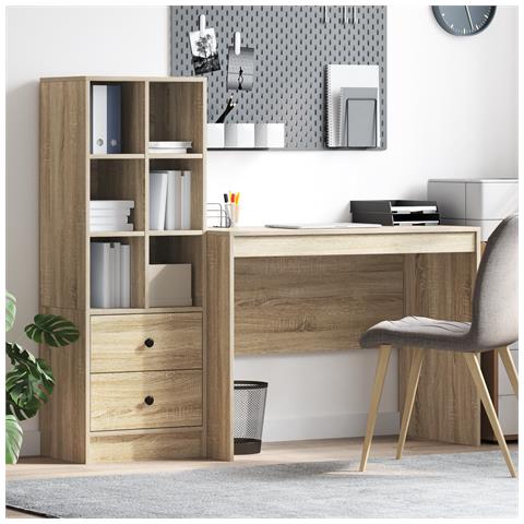 Scrivania con Spazio di Archiviazione Rovere Sonoma Legno Ingegnerizzato - Foto 2