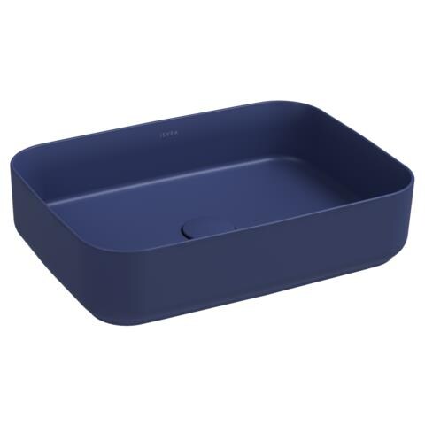 Lavabo Rettangolare Da Appoggio Senza Troppo Pieno In Ceramica Senza Foro Rubinetto - Blu Opaco - Foto 1