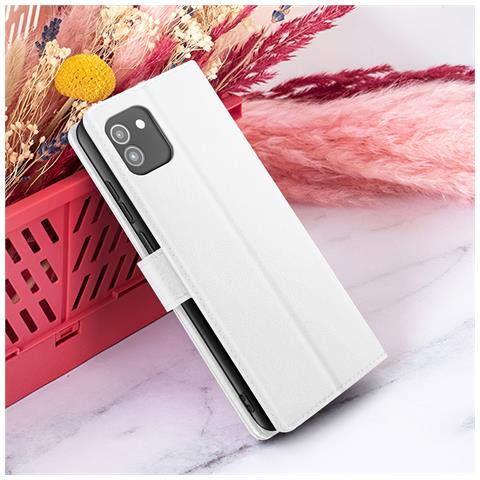 Custodia A Portafoglio Per Galaxy A03 Con Funzione Di Supporto E Linguetta Magnetica, Bianco - Foto 2