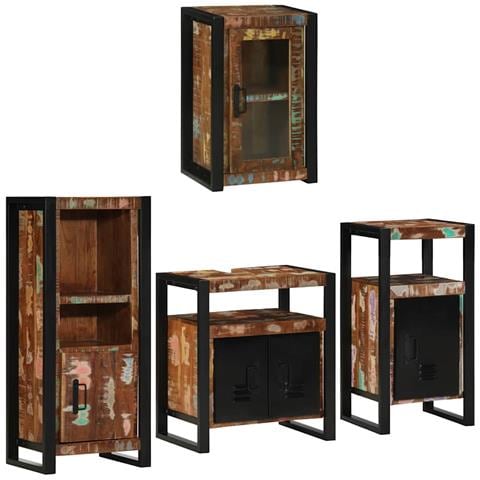 Set di mobili per il bagno 4 pcs Legno massello riciclato - Foto 1