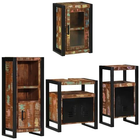 Set di mobili per il bagno 4 pcs Legno massello riciclato - Foto 2