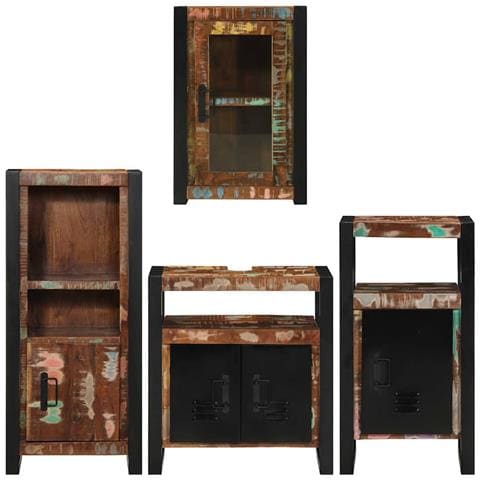 Set di mobili per il bagno 4 pcs Legno massello riciclato - Foto 9