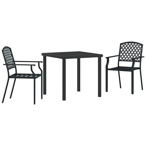 Set da Pranzo per Giardino 3 pcs Antracite Acciaio - Foto 1