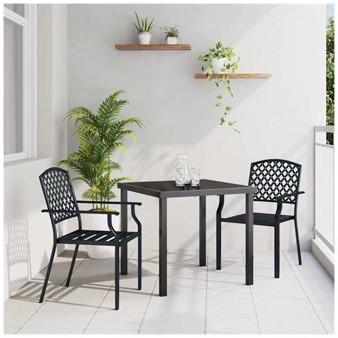 Set da Pranzo per Giardino 3 pcs Antracite Acciaio - Foto 2