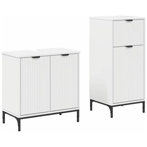 Set di mobili per il bagno Plaid 2 pcs Bianco 39.5 x 36 x 88 cm - Foto 1