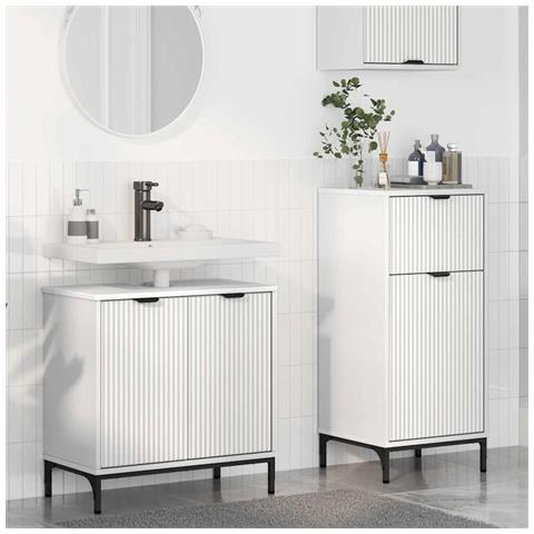 Set di mobili per il bagno Plaid 2 pcs Bianco 39.5 x 36 x 88 cm - Foto 2