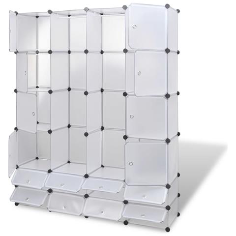 Armadietto Modulare 18 Scomparti Bianco 37 X 146 X 180,5 Cm - Foto 2