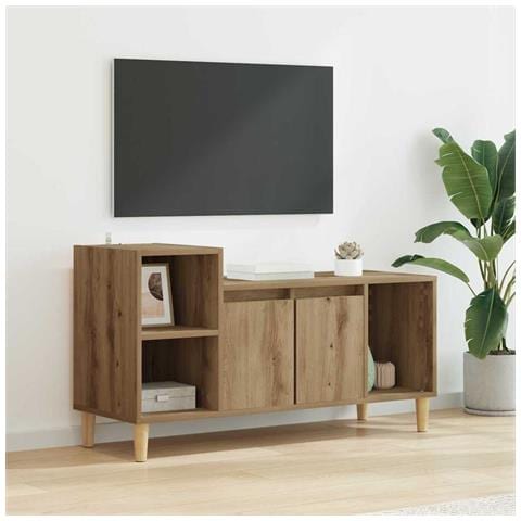Mobile TV Rovere artigianale 100 x 35 x 55 cm Legno multistrato - Foto 2