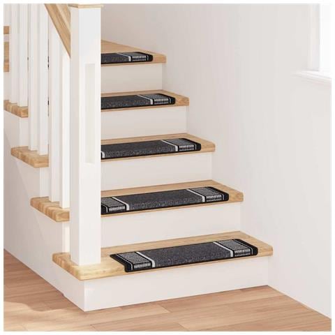 Tappetini per scale autoadesivi 15 pcs Antracite 65 x 21 x 4 cm - Foto 2