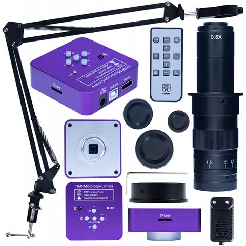 Set Di Microscopio Digitale Puppis Pink Pro - Camera 51mp Hdmi Usb, Obiettivo 180x, Braccio Regolabile | Alta Qualità Immagine, Uso Professionale - Foto 1
