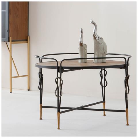 Tavolino In Legno E Metallo Nero 78x78x53h Cm - Foto 2