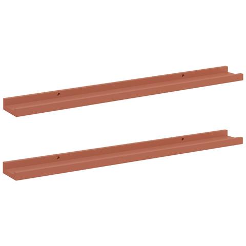 Scaffale da parete 2 pcs Rosso 80 x 9 x 3 cm Legno multistrato - Foto 1