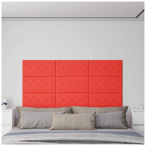 Testiera da Parete 12 pcs Rosso 60 x 30 cm Pelle Sintetica - Foto 2