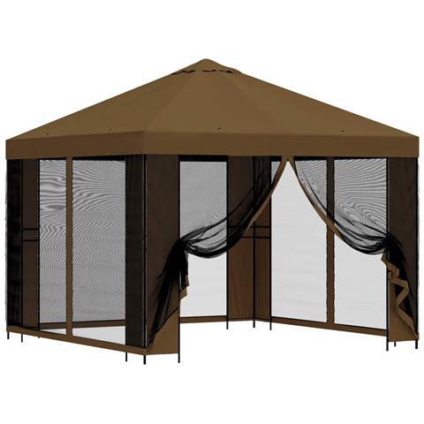 Gazebo da giardino con pareti laterali 3 x 3 m Tortora - Foto 1