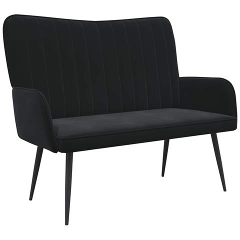 Sofa a Due Posti Nero 115 x 61 x 87 cm Velluto - Foto 1