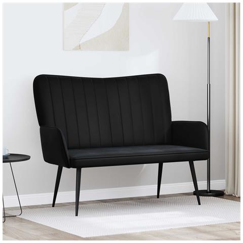 Sofa a Due Posti Nero 115 x 61 x 87 cm Velluto - Foto 2