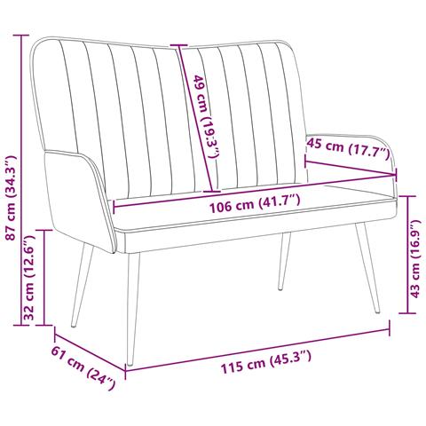 Sofa a Due Posti Nero 115 x 61 x 87 cm Velluto - Foto 9