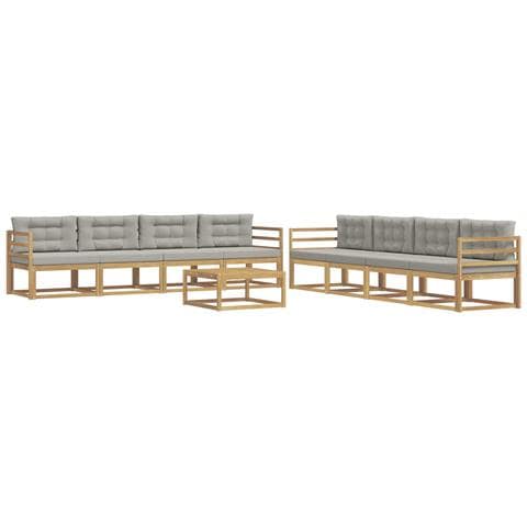 Set di divani da esterno 9 pcs Bianco e Grigio Chiaro - Foto 1