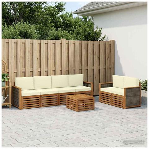 Set di divani da esterno con cuscino 7 pcs Naturale e Crema - Foto 2