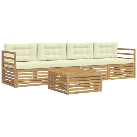 Set di divani da esterno con cuscino 5 pcs Bianco e Crema - Foto 1
