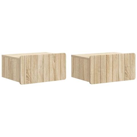 Mobiletto da notte a muro 2 pcs Rovere Sonoma 49 x 34,5 x 24 cm - Foto 1