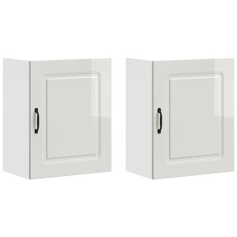 Pensili da cucina 2 pz Kalmar in Legno Multistrato Bianco Lucido - Foto 1
