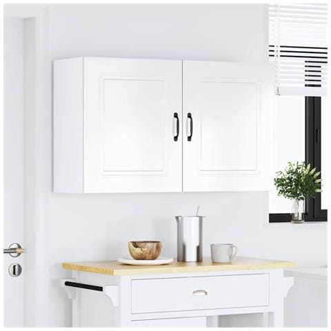 Pensili da cucina 2 pz Kalmar in Legno Multistrato Bianco Lucido - Foto 2