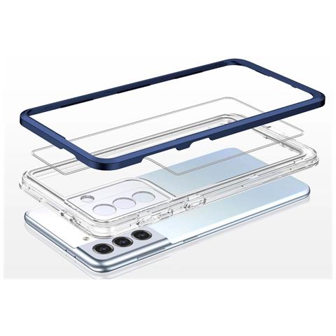 Trasparente Samsung Galaxy S21 + 5g (s21 Plus 5g) Custodia 3 In 1 Con Cornice, Cover In Gel, Blu - Foto 2