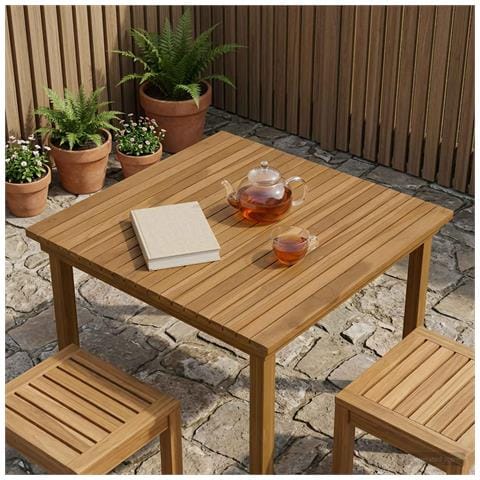 Piano del tavolo 80 x 80 x 3,5 cm Quadrato Legno di teak solido - Foto 2