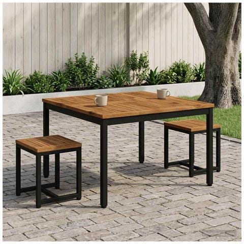 Tavolino da salotto Naturale e Nero 80 x 80,5 x 45 cm - Foto 2