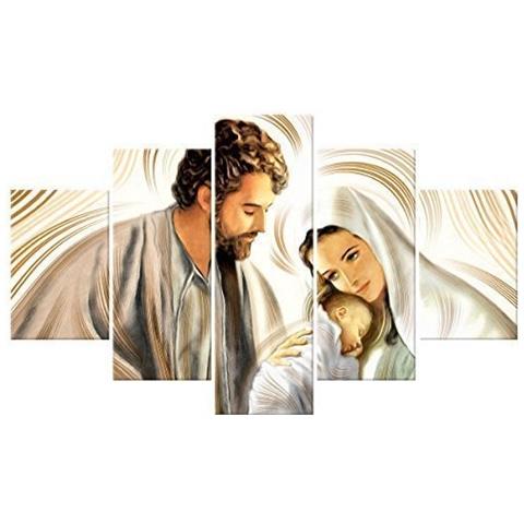 Quadro Sacro 5 Pezzi In Legno Vogue 66x115 Cm Nativity Brown - Foto 1