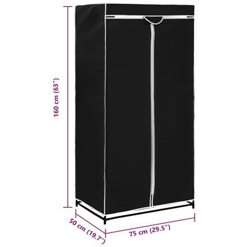 Armadio 2 Pz Nero 75x50x160 Cm - Foto 2