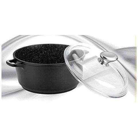 Pradel eccellenza 52340M Pentola Tipo Pietra con Coperchio Vetro in / ghisa Alluminio Nero 28 x 21 cm - Foto 2