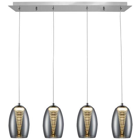 Sospensione A Soffitto A Led In Cristallo Integrato A 4 Luci Cromate - Foto 2