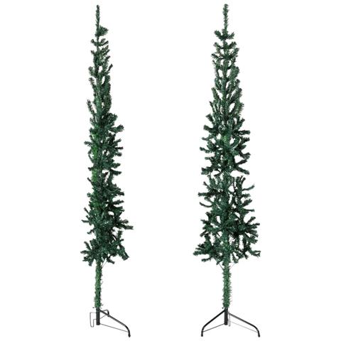 Albero Natale Artificiale Sottile A Metà Supporto Verde 180 Cm - Foto 2