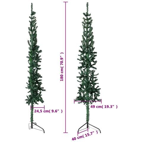 Albero Natale Artificiale Sottile A Metà Supporto Verde 180 Cm - Foto 8