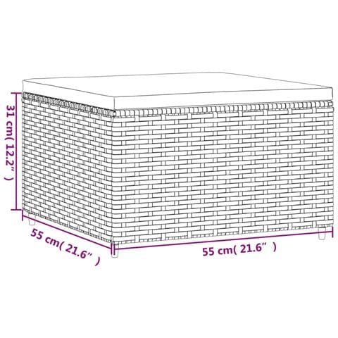 Poggiapiedi Da Giardino Con Cuscino In Polyrattan Marrone - Foto 2