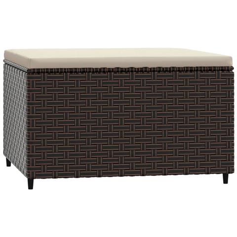 Poggiapiedi Da Giardino Con Cuscino In Polyrattan Marrone - Foto 1