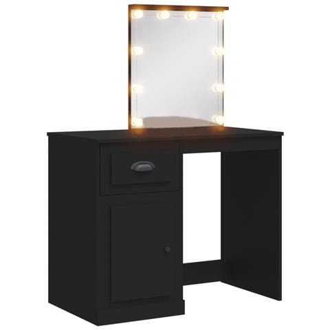 Toeletta Con Luci Led Nera 90x42x132,5 Cm - Foto 1