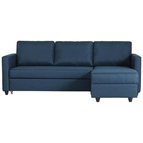 Divano Angolare Trasformabile Reversibile A 3 Posti Cats - Tessuto Blu - 222 X 150 X 86 Cm - Foto 1