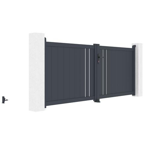 Cancello Battente 3x1,2m Giona + 2 Montanti Eifel H. 166cm Grigio - Foto 2