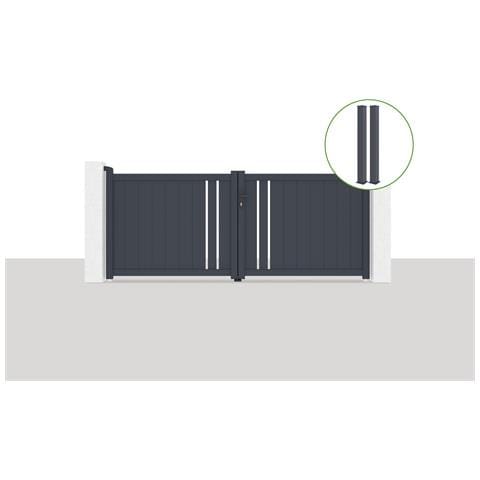 Cancello Battente 3x1,2m Giona + 2 Montanti Eifel H. 166cm Grigio - Foto 1